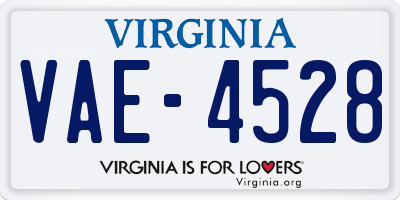 VA license plate VAE4528