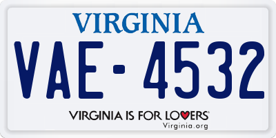 VA license plate VAE4532