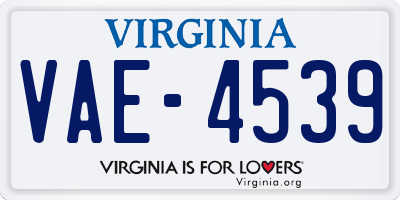 VA license plate VAE4539