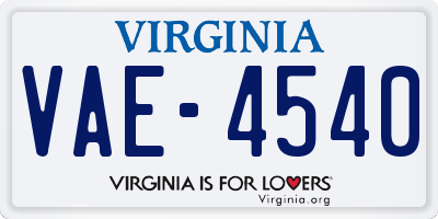VA license plate VAE4540
