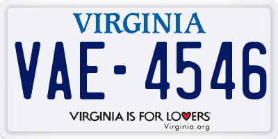 VA license plate VAE4546
