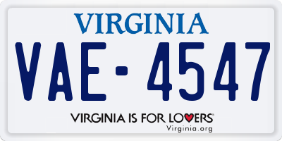 VA license plate VAE4547