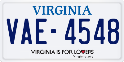 VA license plate VAE4548