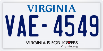 VA license plate VAE4549
