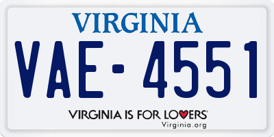VA license plate VAE4551