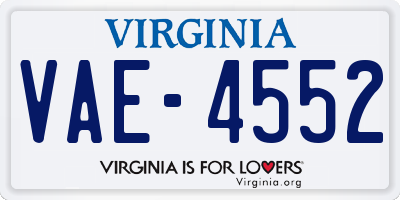 VA license plate VAE4552