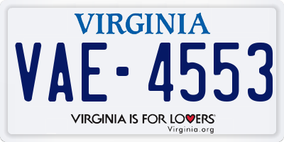 VA license plate VAE4553