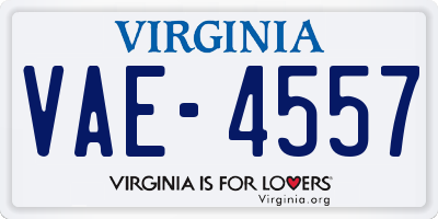 VA license plate VAE4557