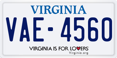 VA license plate VAE4560