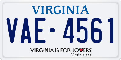 VA license plate VAE4561