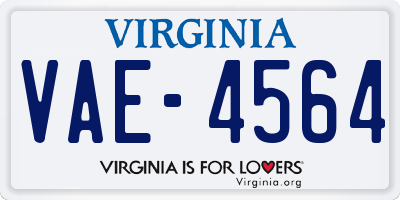 VA license plate VAE4564