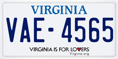 VA license plate VAE4565