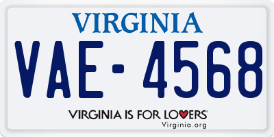 VA license plate VAE4568