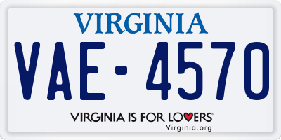 VA license plate VAE4570