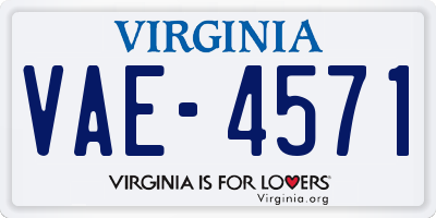 VA license plate VAE4571