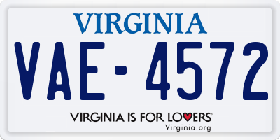 VA license plate VAE4572