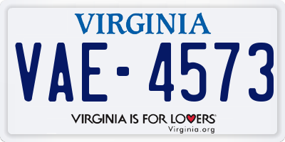 VA license plate VAE4573