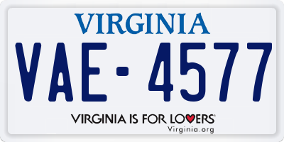VA license plate VAE4577