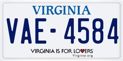 VA license plate VAE4584