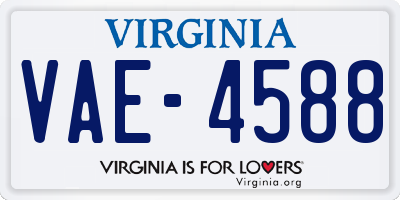VA license plate VAE4588