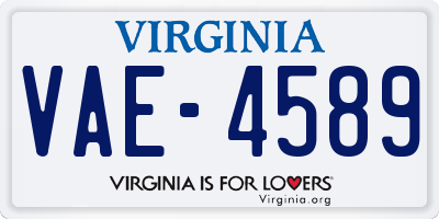 VA license plate VAE4589