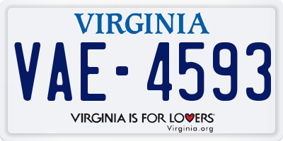 VA license plate VAE4593