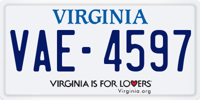 VA license plate VAE4597