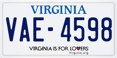 VA license plate VAE4598