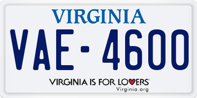 VA license plate VAE4600