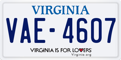 VA license plate VAE4607