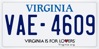 VA license plate VAE4609