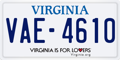 VA license plate VAE4610
