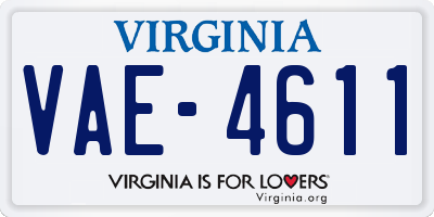 VA license plate VAE4611