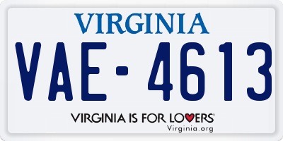 VA license plate VAE4613