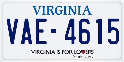 VA license plate VAE4615