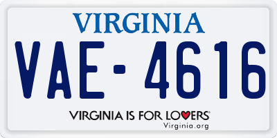 VA license plate VAE4616