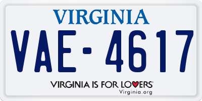 VA license plate VAE4617