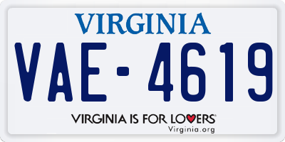 VA license plate VAE4619