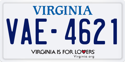 VA license plate VAE4621