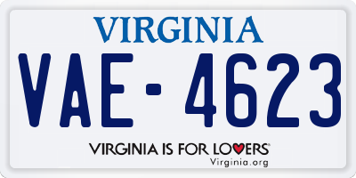 VA license plate VAE4623