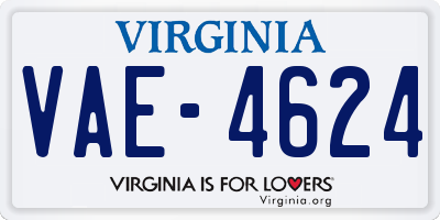 VA license plate VAE4624