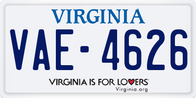 VA license plate VAE4626