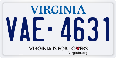 VA license plate VAE4631