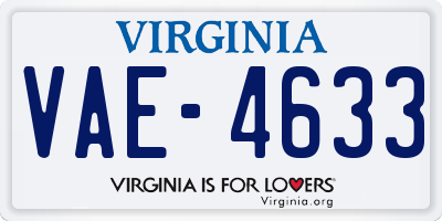 VA license plate VAE4633
