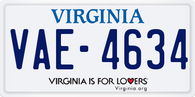 VA license plate VAE4634