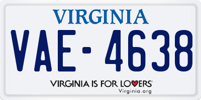 VA license plate VAE4638
