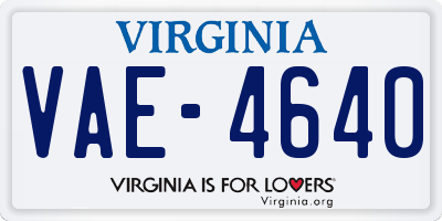 VA license plate VAE4640