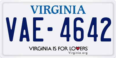 VA license plate VAE4642