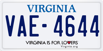 VA license plate VAE4644