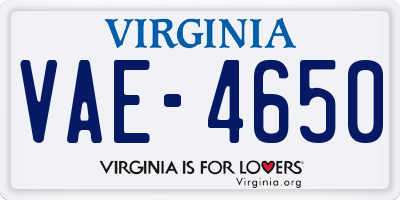 VA license plate VAE4650